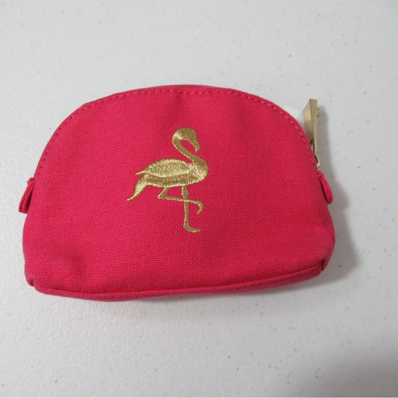 Spartina 449 Pink Flamingo Natural Linen Cosmetic Bag - Picture 3 of 17